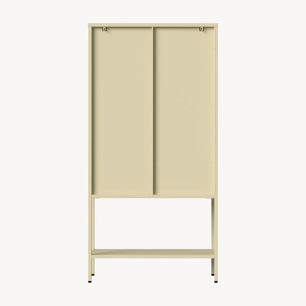 Vitrinskåp Klippestad Stål 160x80x35 cm Kamelfärgad [en.casa]