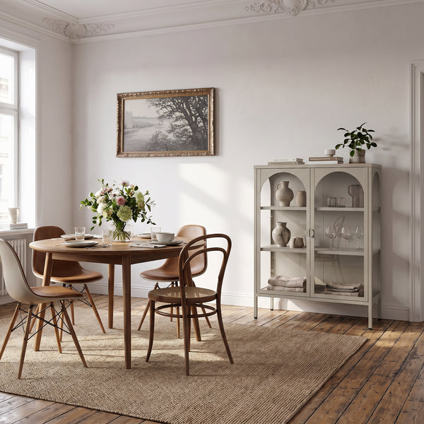 Vitrinskåp-Sideboard Klippestad Stål 95x80x35 cm Kamelfärgat [en.casa]