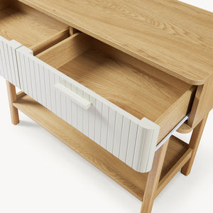 Konsolbord Ferrersp med 2 lådor 100x40x80 cm Eklook/Sandfärgad [en.casa]