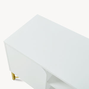 TV-bänk Reyri 120x39x52 cm Vit/Guldfärgad [en.casa]