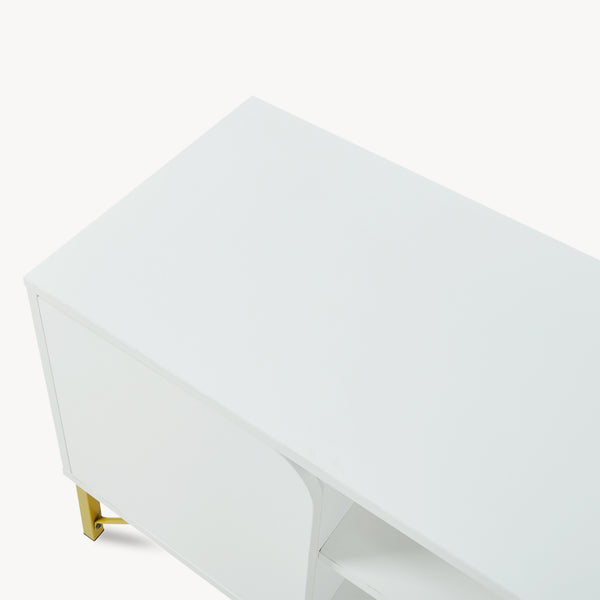 TV-bänk Reyri 120x39x52 cm Vit/Guldfärgad [en.casa]
