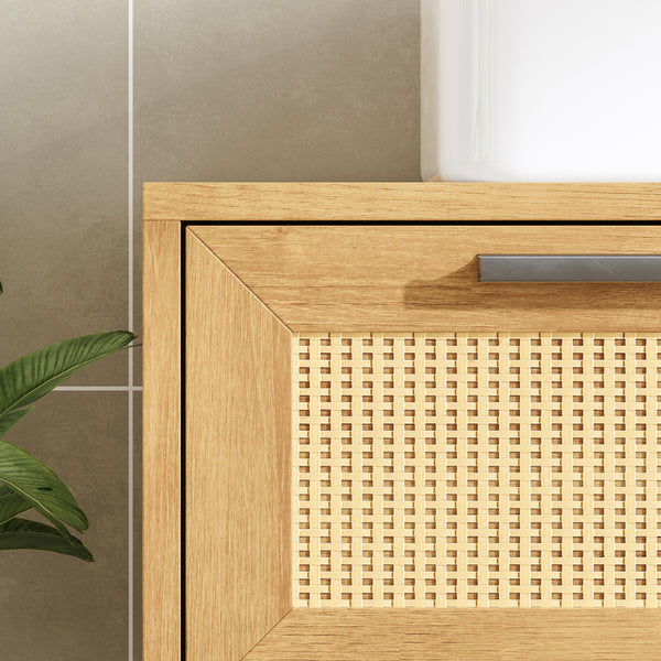Tvättställsskåp Marhasa 60x60x40 cm Eklook/Svart [en.casa]