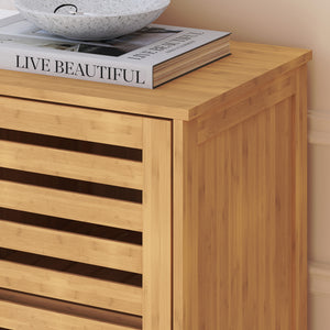 Sidobord Hakseri 2-del. 87x99x33 cm Bambus Natur [en.casa]