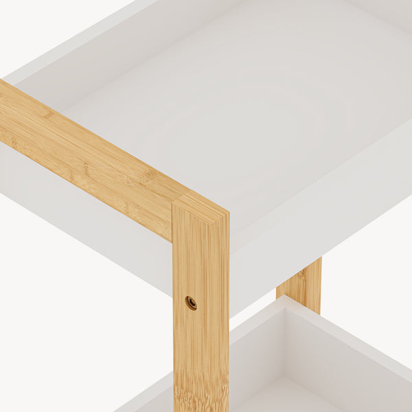 Badhylla Anun med 3 nivåer 75x28x20 cm bambu natur/vit [en.casa]