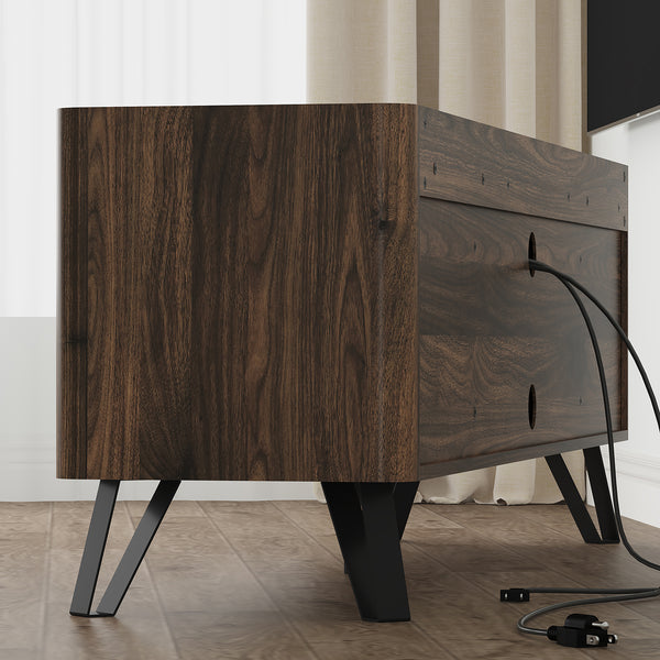 TV-bänk Trorlon 160x40x55 cm Valnötslook/Travertin [en.casa]