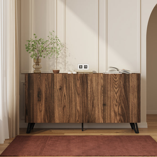 Sideboard Trorlon 160x40x83 cm valnötoptik/travertin [en.casa]