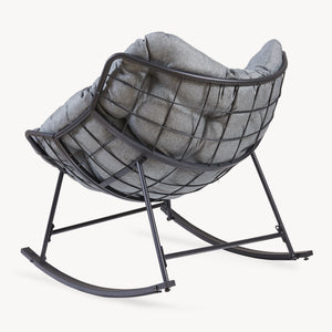 Korg-gungstol Villeneuve 85x90x91 cm Svart/Grå [en.casa]
