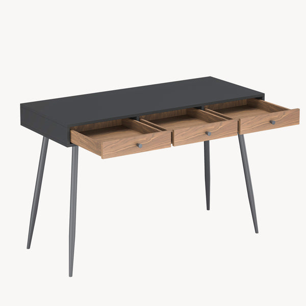 Skrivbordstumba 115x48x76 cm Svart/Valnötsoptik [en.casa]