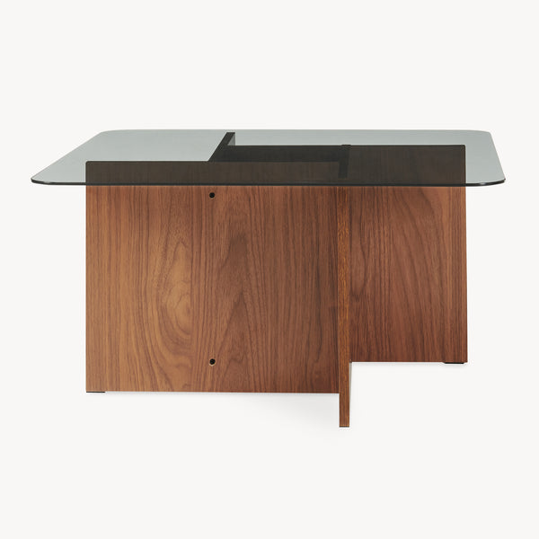 Soffbord Benexjö med glasskiva 70x70x36 cm valnötslook/grå [en.casa]