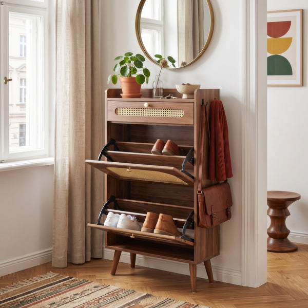 Skobärare Virievarnu 111x60x24 cm Valnötutseende [en.casa]