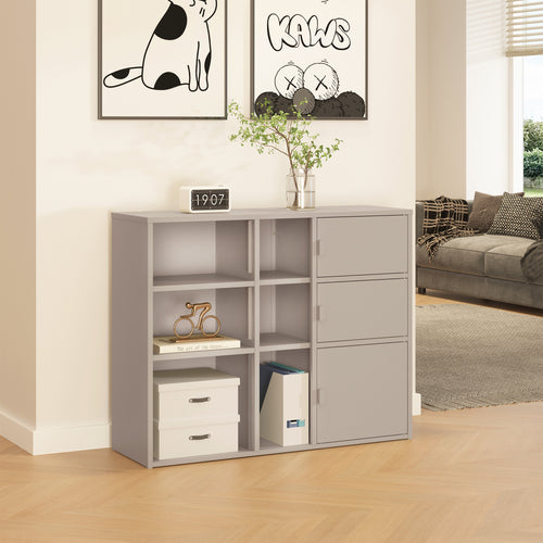 Filing cabinet Kliri steel 100x32x81 cm warm gray [en.casa]