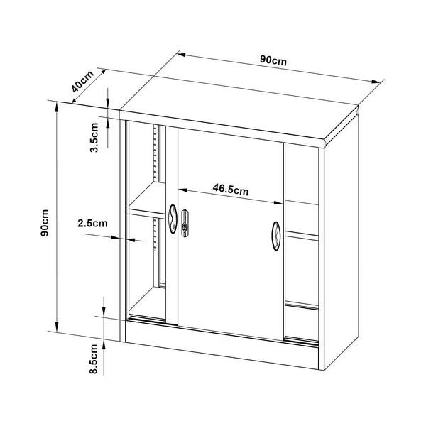 Arkivskåp Rieti stål 90x40x90 cm i olika färger [en.casa]
