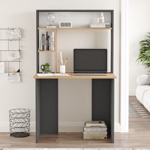 Skrivbord Tópisa med hylla 149x90x52 cm [en.casa]