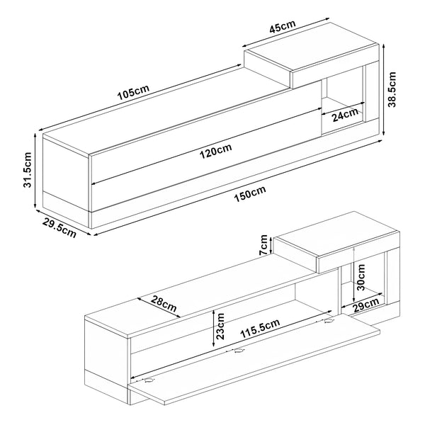 TV-skåp Luhanka 150x29,5x38,5cm ek i olika färger [en.casa]