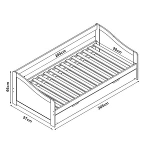 Bäddsoffa med utdragbar undersäng och 2 madrasser 205x97x66cm furu [en.casa] välj modell