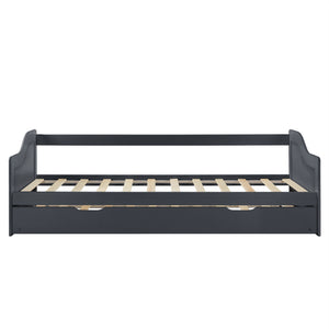 Bäddsoffa med utdragbar undersäng och 2 madrasser 205x97x66cm furu [en.casa] välj modell