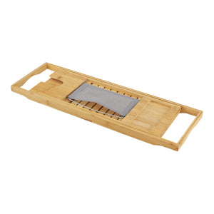 Badkarshylla Orivesi 70-105,5x22x3,5 cm bambu [en.casa]
