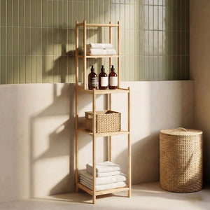 Badhylla Anun 128x30x30 cm Bambus Natur [en.casa]