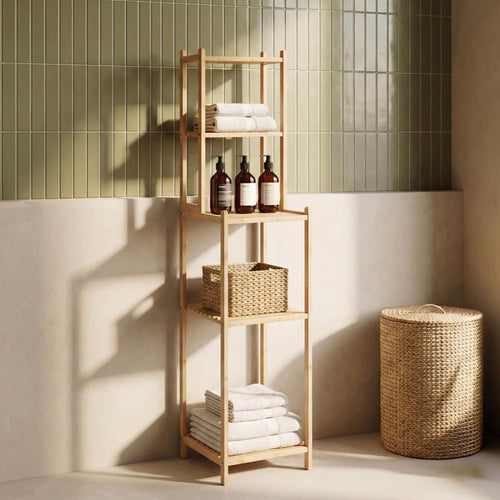 Badhylla Anun 128x30x30 cm Bambus Natur [en.casa]