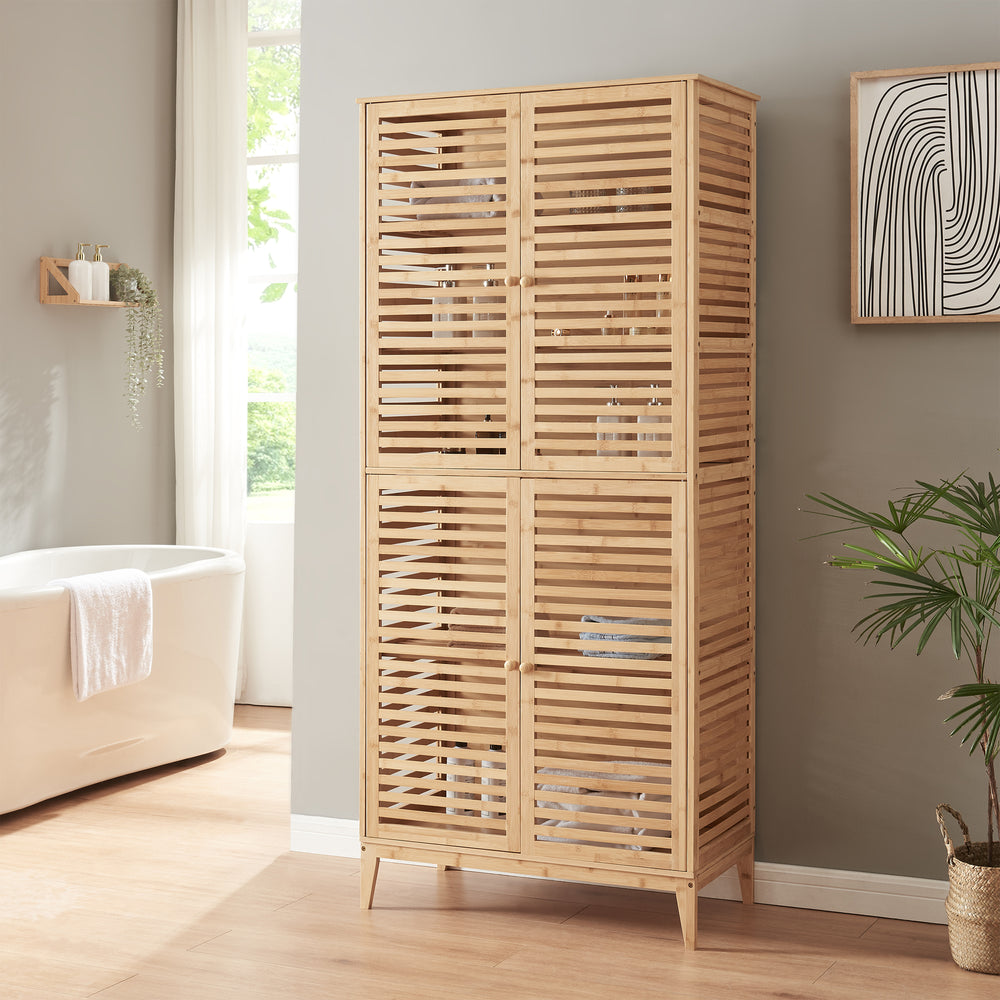 Badrumsskåp Raurgela 180x80x40 cm bambu [en.casa] - premiumXL
