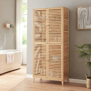 Badrumsskåp Raurgela 180x80x40 cm bambu [en.casa] - premiumXL