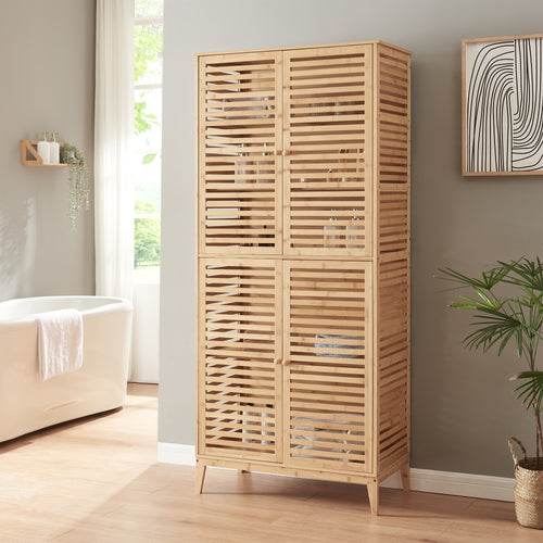 Badrumsskåp Raurgela 180x80x40 cm bambu [en.casa] - premiumXL
