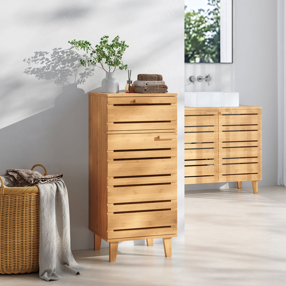 Badrumsskåp Epind 75x33x30 cm bambu natur [en.casa] - premiumXL