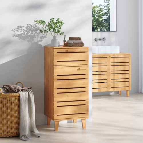 Badrumsskåp Epind 75x33x30 cm Bambus Natur [en.casa]