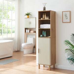 Högskåp Ferrersp 160x42x35 cm Eklook/Sandfärgad [en.casa]