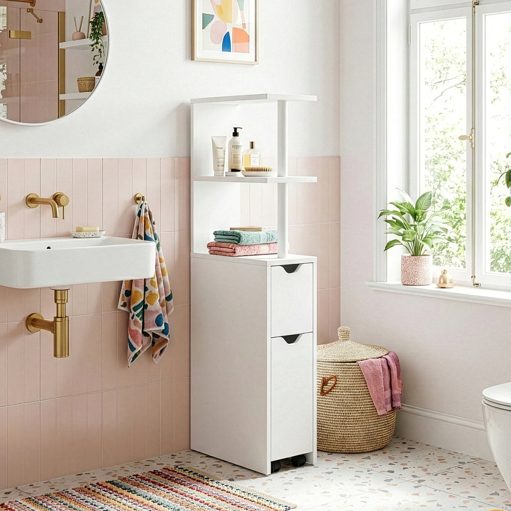 Nischhylla med utdragsrull Fadeskimma 113x19x45 cm Vit [en.casa]