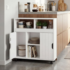 Sidobord på hjul Fadeskimma 72x70x20 cm Vit [en.casa]