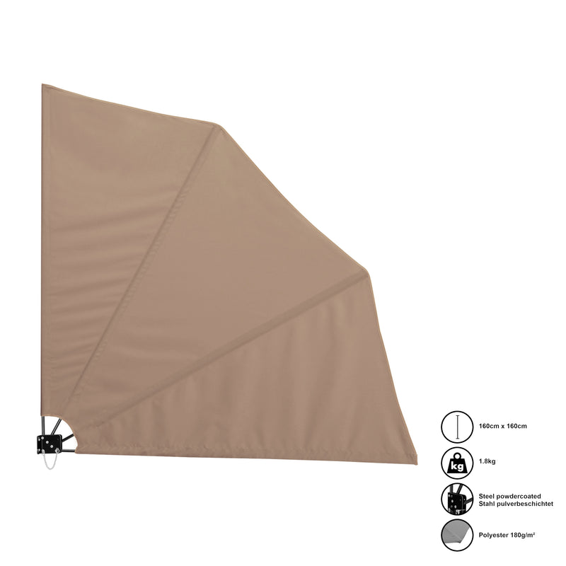 Måttskiss Väggmonterad markis Ragusa sidomarkis till balkong 160x160cm väderbeständig UV skydd [casa.pro] välj modell