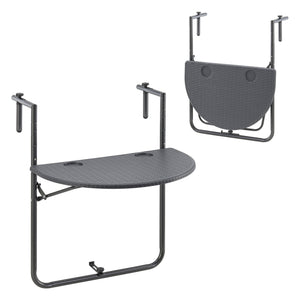 Balkonghängbord Cicala 84x60x64 cm Halvrund Stål Mörkgrå [en.casa] - premiumXL