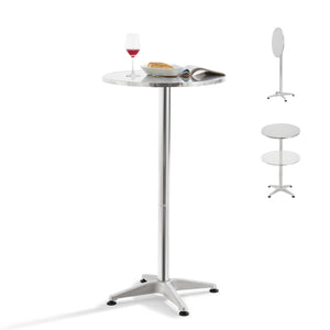 Barbord Avesta rund silver vikbar bordsskiva 75-115x60x60 cm [en.casa]
