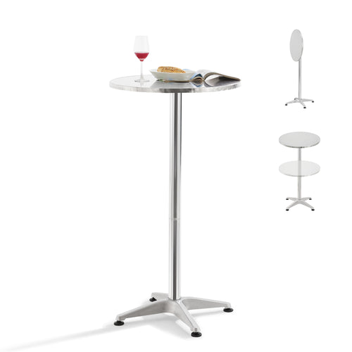 Barbord Avesta rund silver vikbar bordsskiva 75-115x60x60 cm [en.casa]