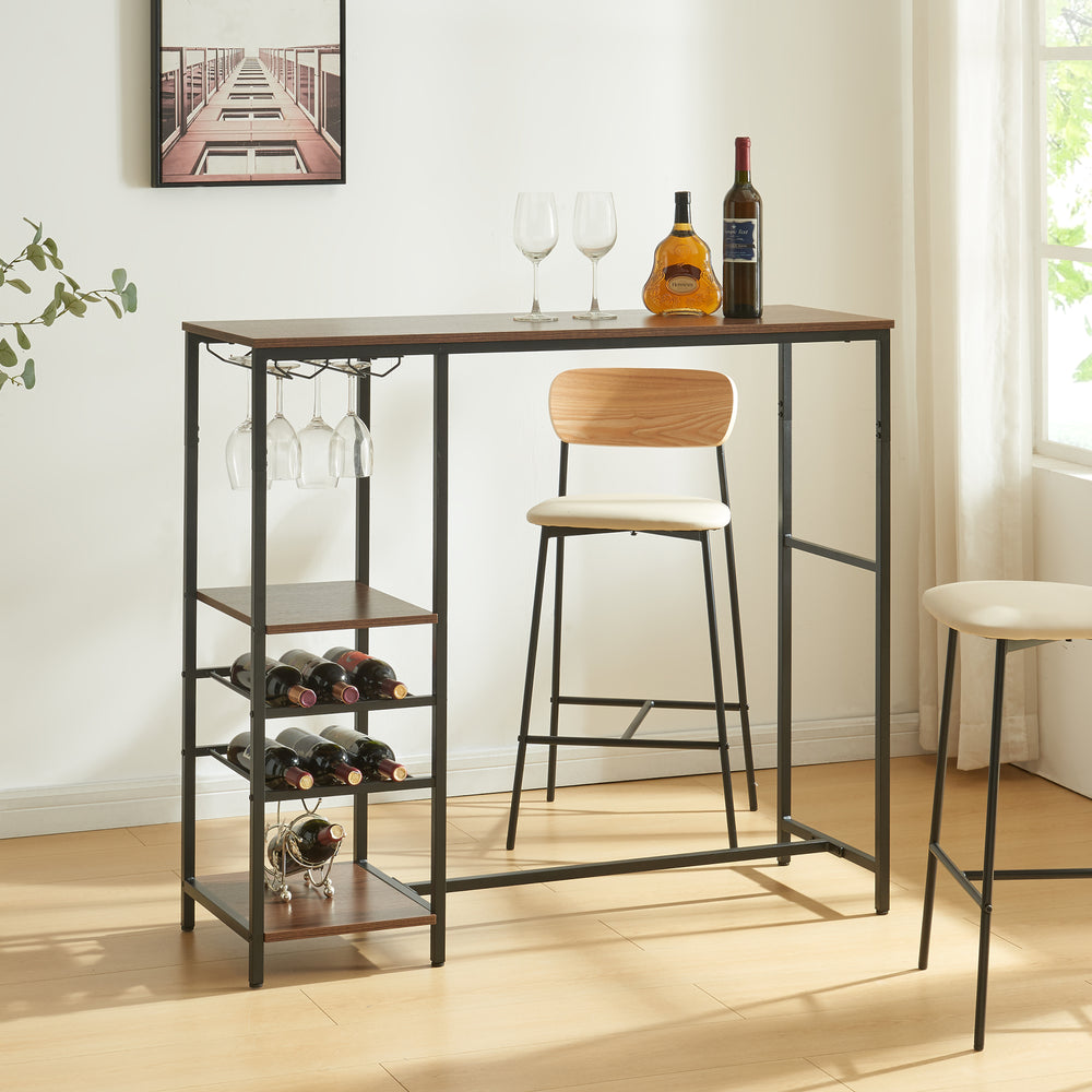 Barbord Stjørdal med flaskhylla Svart/Valnötslook [en.casa] - premiumXL