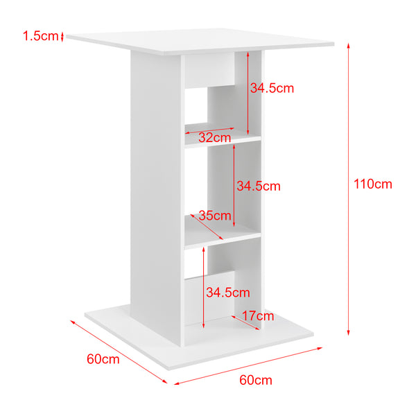 Barbord Visby 70x70x110cm med hylla [en.casa] välj modell