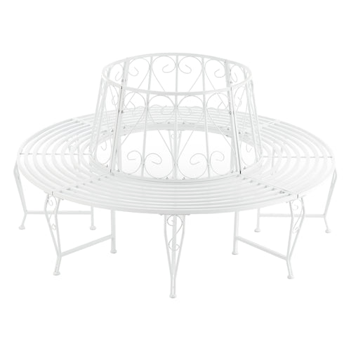 Trädbänk Sorrent rund 160x84cm vintage stål [en.casa]