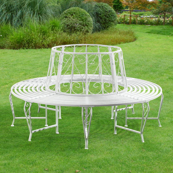 Trädbänk Sorrent rund 160x84cm vintage stål [en.casa]