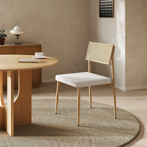 Matgruppsstolset Jördfjok Textil Rattanutseende/Beige [en.casa]