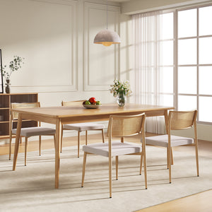 Matgruppsstolset Jördfjok Textil Rattanutseende/Beige [en.casa]