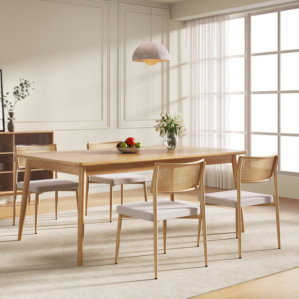 Matgruppsstolset Jördfjok Textil Rattanutseende/Beige [en.casa]