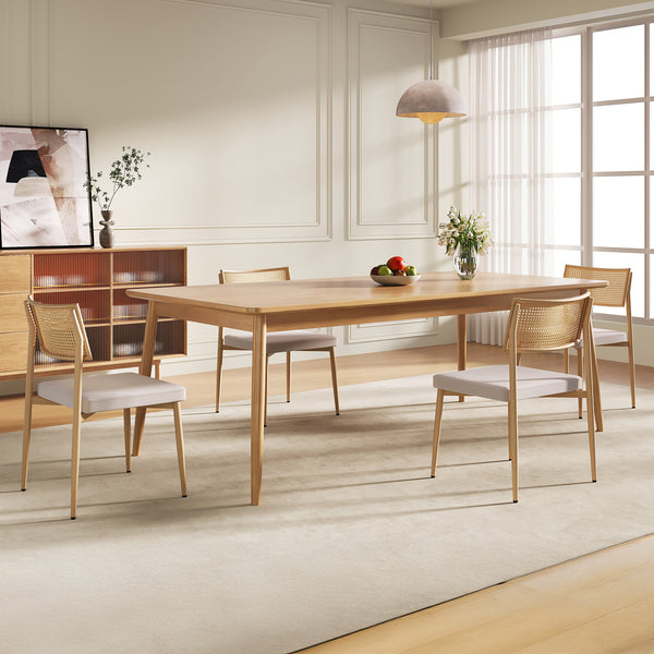 Matgruppsstolset Jördfjok Textil Rattanutseende/Beige [en.casa]