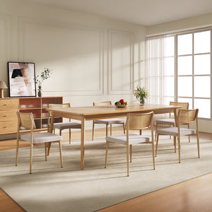 Matgruppsstolset Jördfjok Textil Rattanutseende/Beige [en.casa]