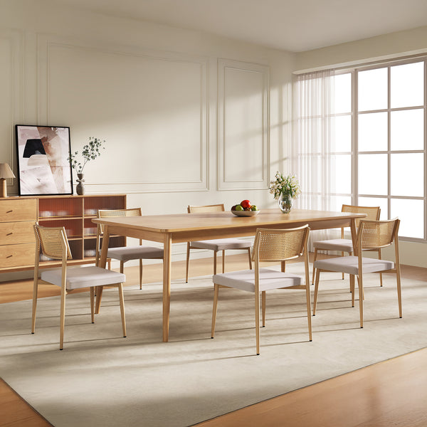Matgruppsstolset Jördfjok Textil Rattanutseende/Beige [en.casa]