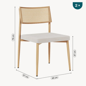 Matgruppsstolset Jördfjok Textil Rattanutseende/Beige [en.casa]