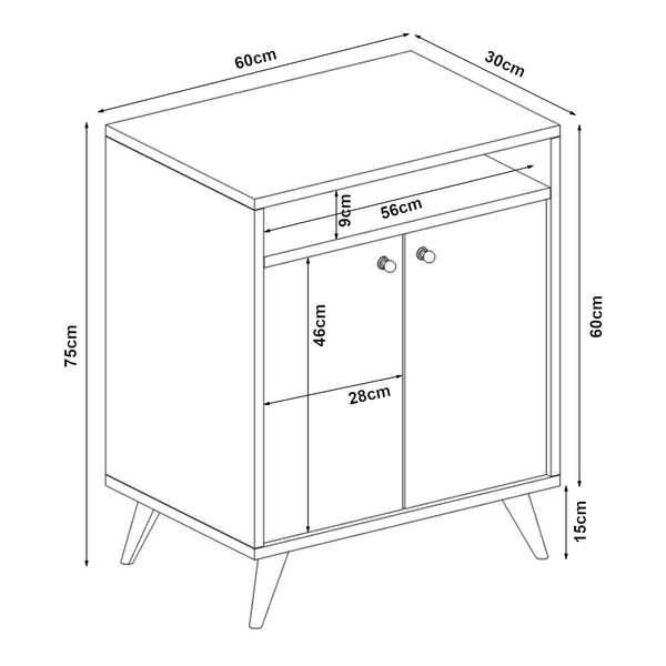 Sidobord Malung 75x60x30cm i olika färger [en.casa]