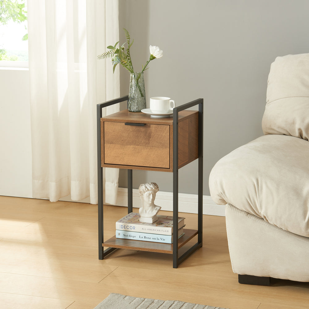 Satsbord Namsskogan 62x33x32cm valnötslook [en.casa] - premiumXL