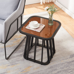 Satsbord Burgess 51x51x51 cm Svart/Valnötslook [en.casa] - premiumXL