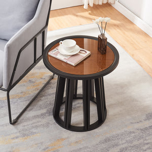 Satsbord Burgess 51xØ51 cm Svart/Valnötslook [en.casa] - premiumXL